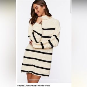 Striped chunky knit sweater dress